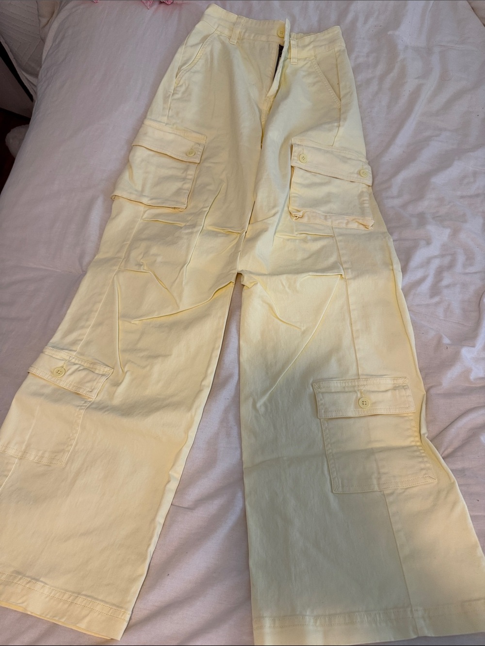 wild fable Pale Yellow Cargo Wide-Leg Pants